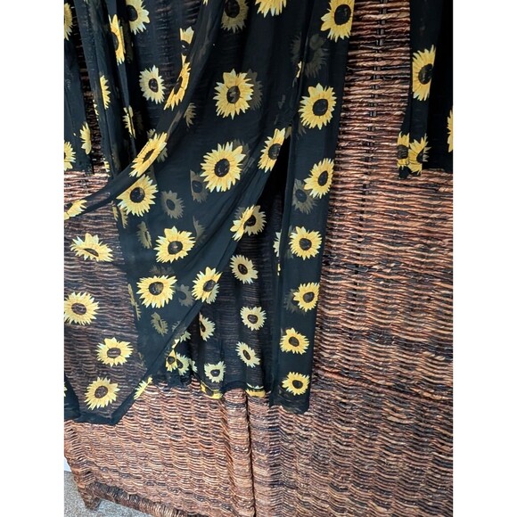 NYC Y2K Mesh Sunflower Open Front Duster Womens Medium Festival Country Cowgirl - Picture 4 of 7